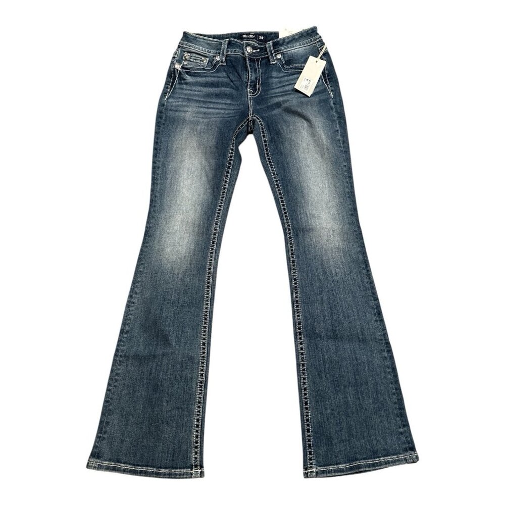 Miss Me Jeans 28x34 Women Mid Rise Boot Horseshoe Dream Catch Embroidered Pocket - Picture 5 of 9